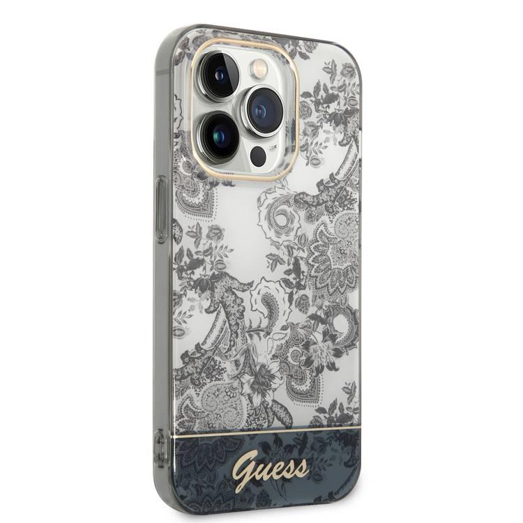 Guess PC/TPU IML Case With Double Layer Electroplated Camera Outline & Toile De Jouy - iPhone 14 Pro - Ochre
