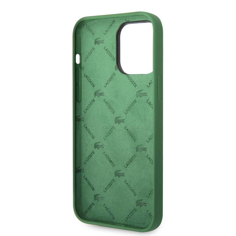 Lacoste Hard Case Liquid Silicone / Microfiber Allover Pattern Compatible with iPhone 14 Pro Max - Green