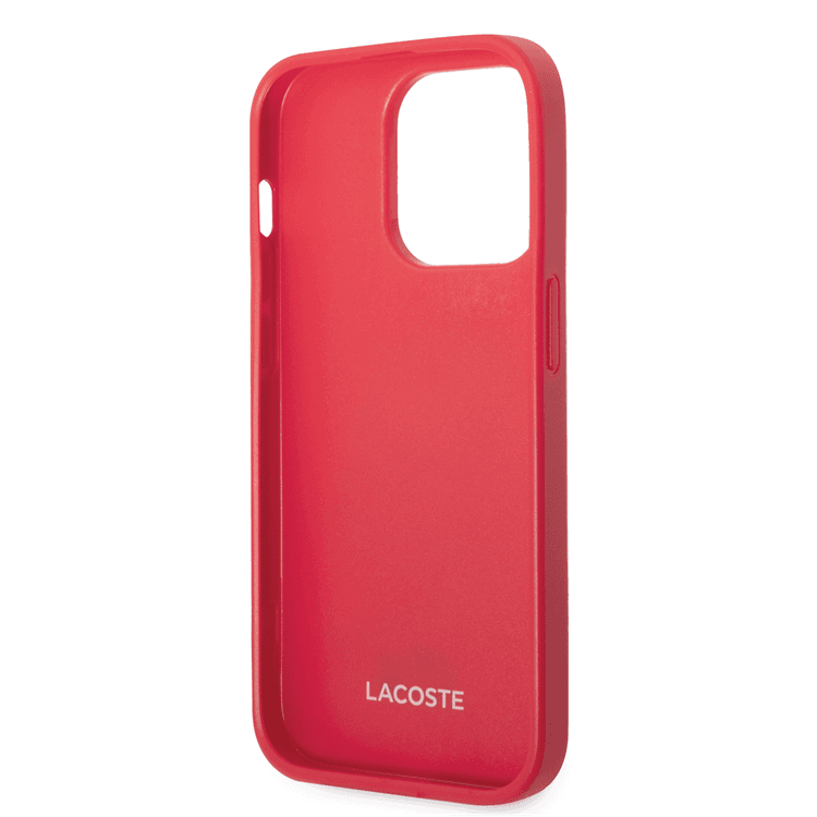 Lacoste Hard Case Iconic Petit Pique PU Woven Logo Estragon Compatible with iPhone 14 Pro - Red