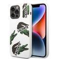 Lacoste Hard Case Liquid Silicone / Microfiber Allover Pattern Compatible with iPhone 14 Pro Max - White