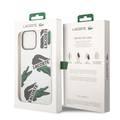 Lacoste Hard Case Liquid Silicone / Microfiber Allover Pattern Compatible with iPhone 14 Pro Max - White