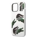 Lacoste Hard Case Liquid Silicone / Microfiber Allover Pattern Compatible with iPhone 14 Pro Max - White