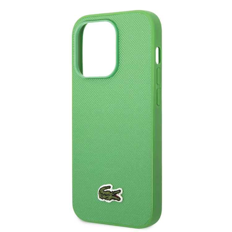 Lacoste Hard Case Iconic Petit Pique PU Woven Logo Estragon Compatible with iPhone 14 Pro Max - Green