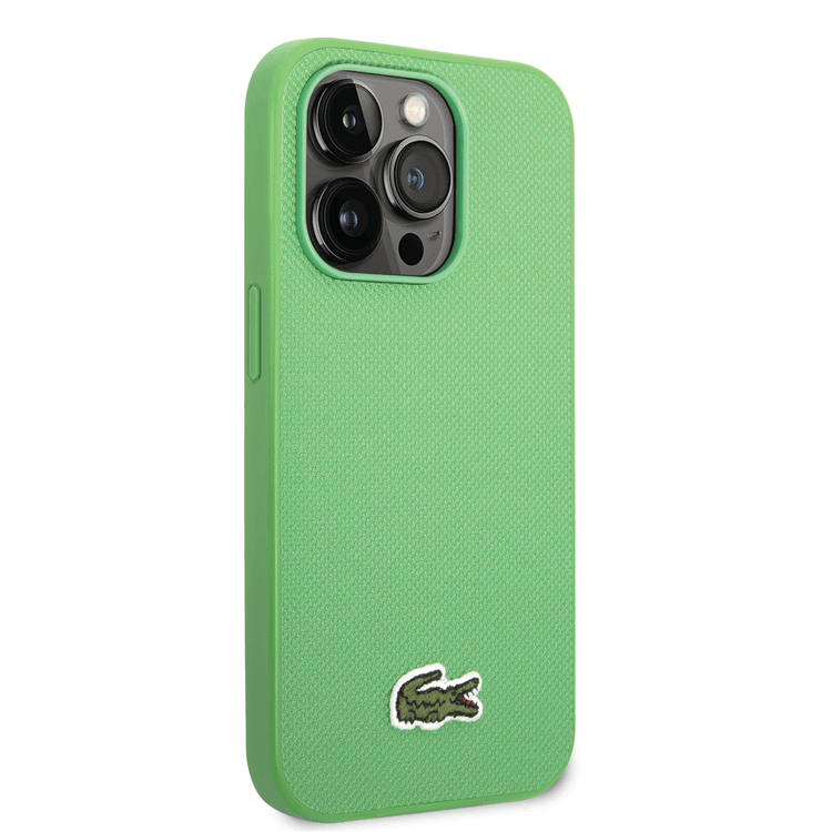 Lacoste Hard Case Iconic Petit Pique PU Woven Logo Estragon Compatible with iPhone 14 Pro Max - Green