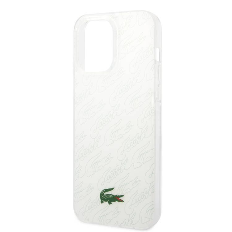 Lacoste Hard Case IML Double Layer & Dyed Bumper Signature Pattern - iPhone 14 Pro Max - White