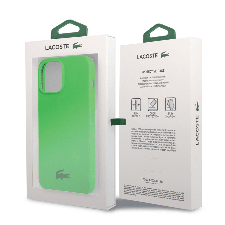 Lacoste Hard Case Liquid Silicone / Microfiber Glossy Printing Logo Compatible with iPhone 14 Pro - Green