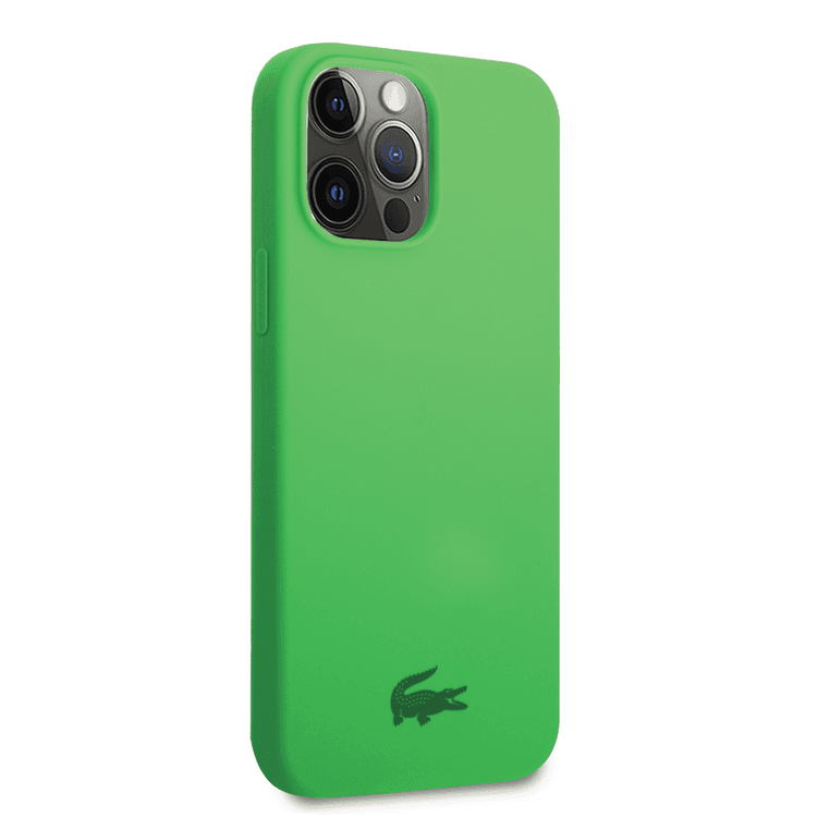 Lacoste Hard Case Liquid Silicone / Microfiber Glossy Printing Logo Compatible with iPhone 14 Pro - Green