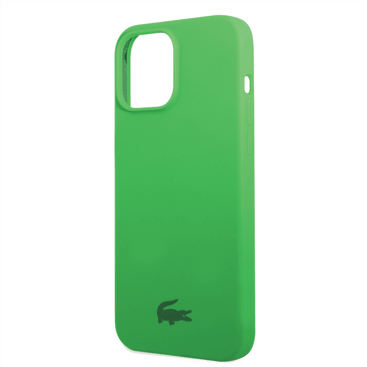 Lacoste Hard Case Liquid Silicone / Microfiber Glossy Printing Logo Compatible with iPhone 14 Pro - Green