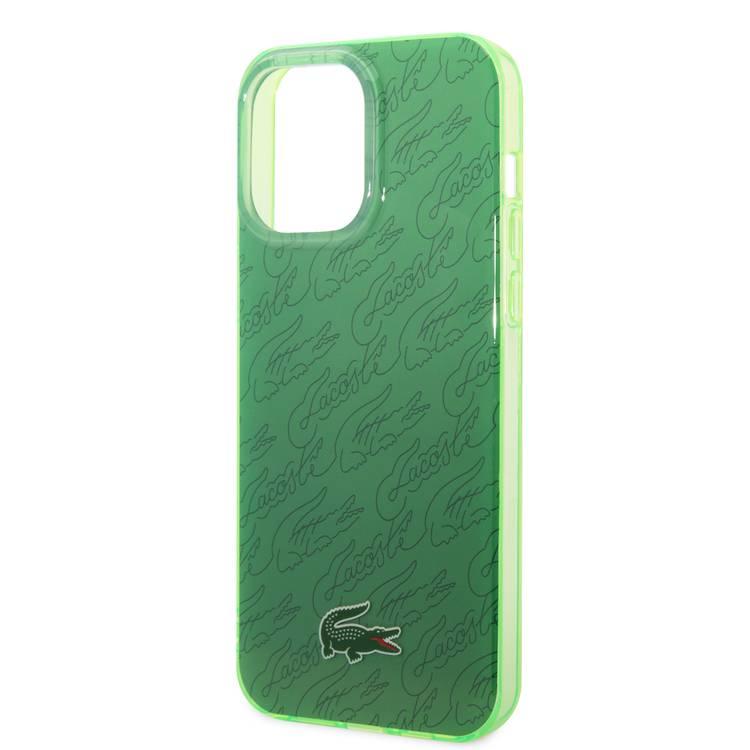 Lacoste Hard Case IML Double Layer & Dyed Bumper Signature Pattern - iPhone 14 Pro Max - Green