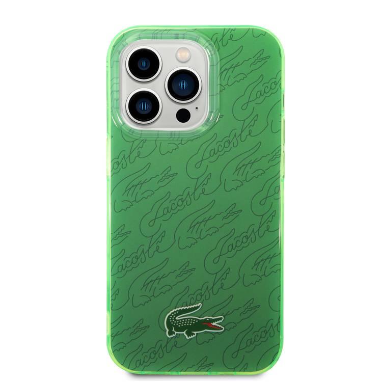 Lacoste Hard Case IML Double Layer & Dyed Bumper Signature Pattern - iPhone 14 Pro - Green