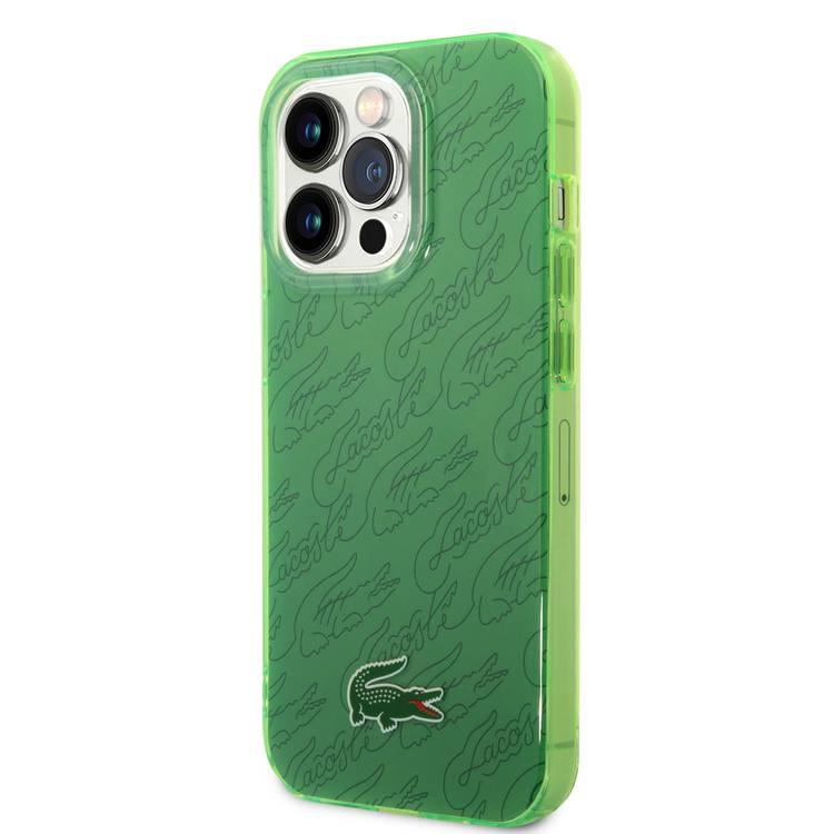Lacoste Hard Case IML Double Layer & Dyed Bumper Signature Pattern - iPhone 14 Pro - Green