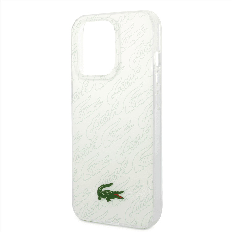 Lacoste Hard Case IML Double Layer & Dyed Bumper Signature Pattern - iPhone 14 Pro - White