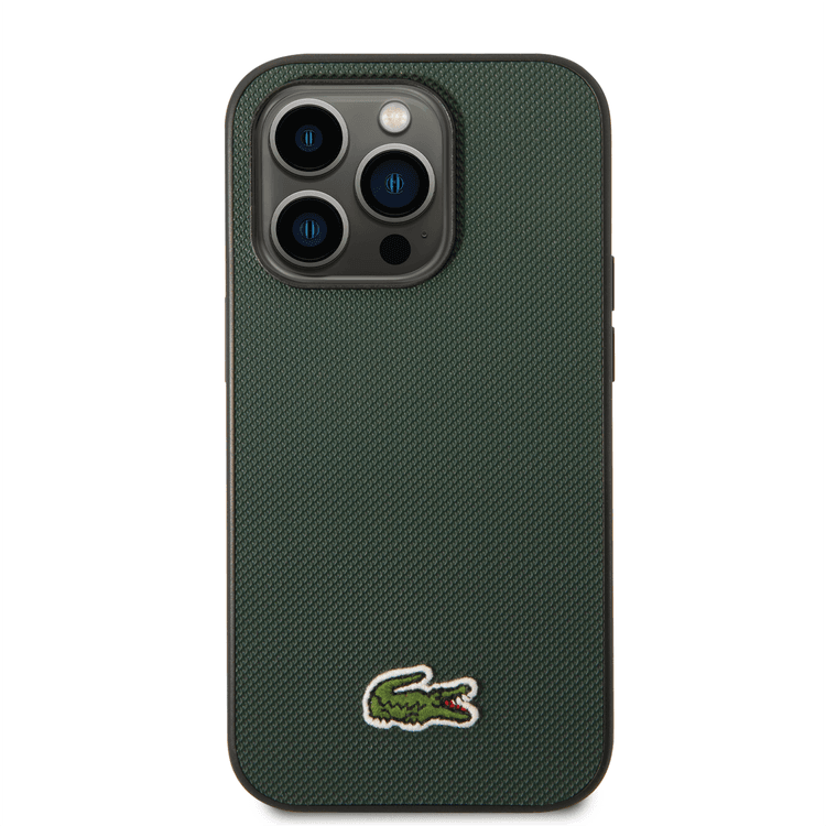 Lacoste Hard Case Iconic Petit Pique PU Woven Logo Estragon Compatible with iPhone 14 Pro Max - Sinople Green