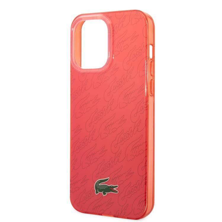 Lacoste Hard Case IML Double Layer & Dyed Bumper Signature Pattern - iPhone 14 Pro Max - Red