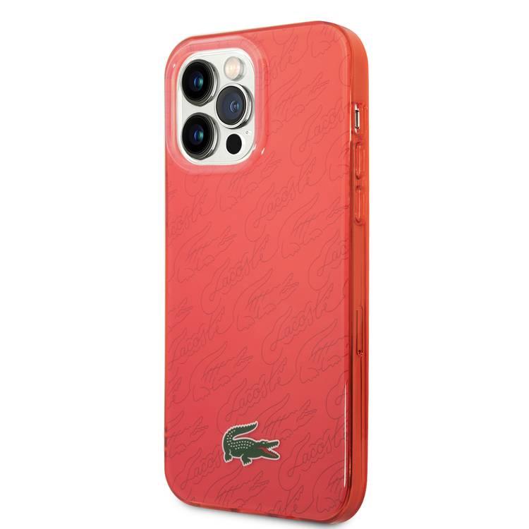 Lacoste Hard Case IML Double Layer & Dyed Bumper Signature Pattern - iPhone 14 Pro Max - Red