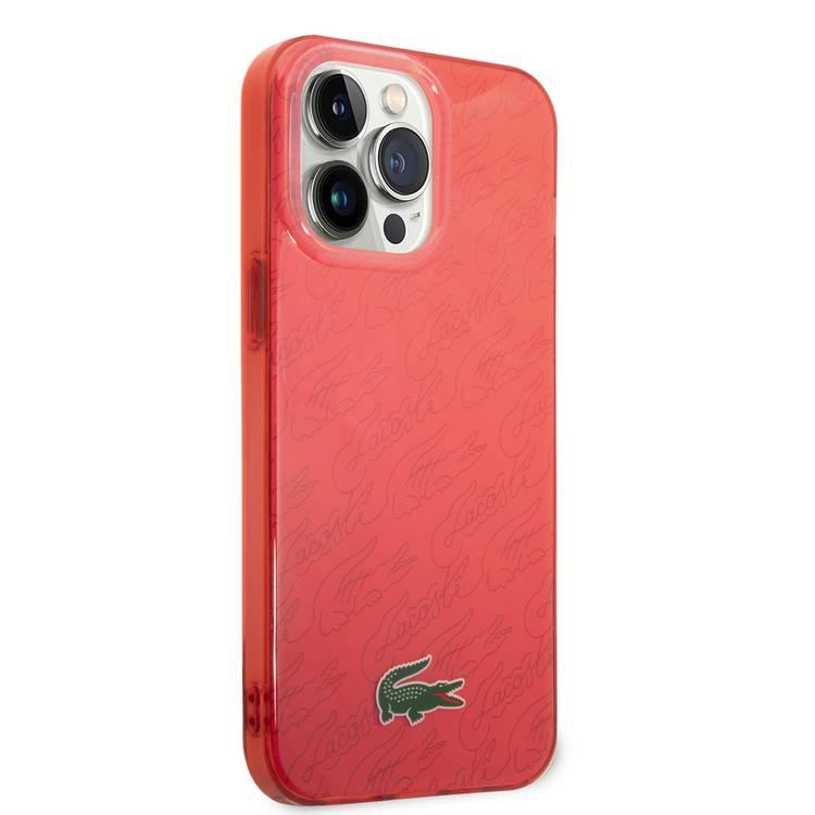 Lacoste Hard Case IML Double Layer & Dyed Bumper Signature Pattern - iPhone 14 Pro Max - Red