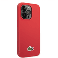 Lacoste Hard Case Iconic Petit Pique PU Woven Logo Estragon Compatible with iPhone 14 Pro Max - Red