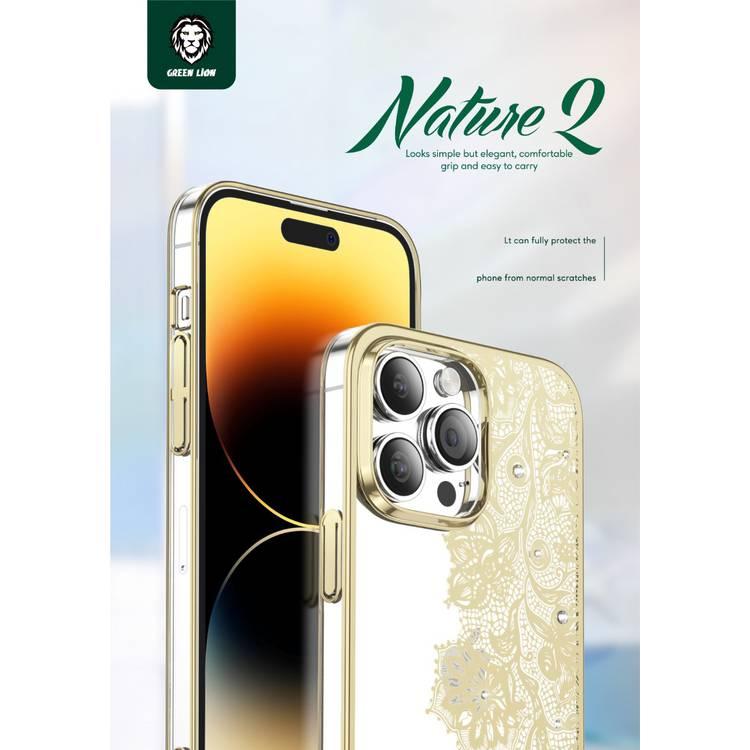 Green Lion Nature 2 Flower Curtain iPhone 14 Pro Max - Black