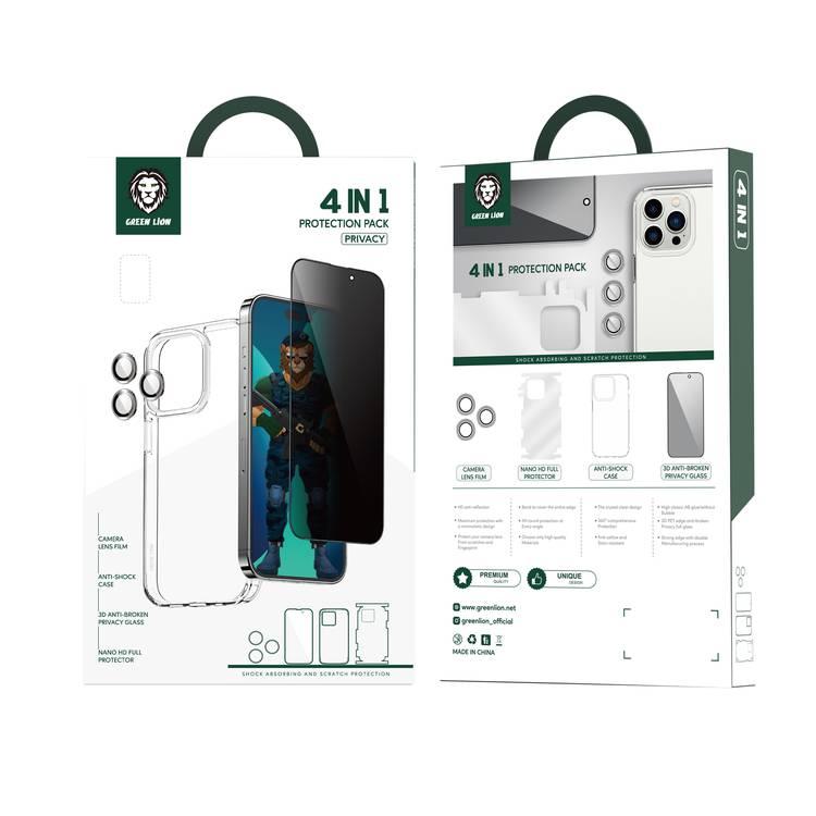 Green Lion 4 in 1 360 ° Privacy Protection Pack iPhone 14 Pro Max - أسود