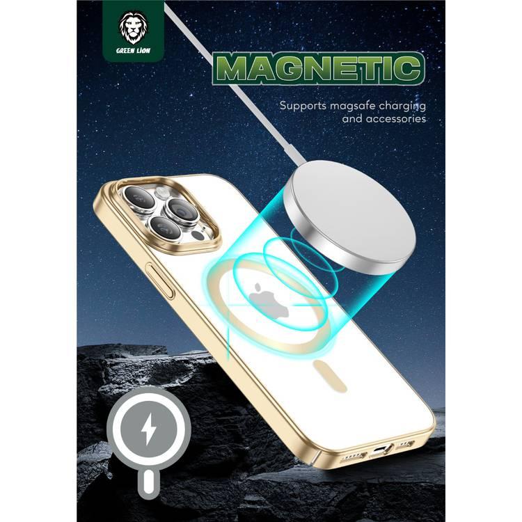 جراب Green Lion Delgado Chrome Magsafe لهاتف iPhone 14 Pro Max - أسود