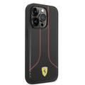 جراب Ferrari جلد PU ناعم ومثقوب لهاتف iPhone 14 Pro Max - أسود