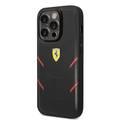 Ferrari PU Leather Case Hot Stamp Contrasted Lines iPhone 14 Pro - Black