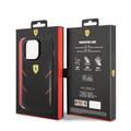 Ferrari PU Leather Case Hot Stamp Contrasted Lines iPhone 14 Pro - Black