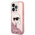 Karl Lagerfeld Liquid Glitter NFT Karl Head Translucent Logo iPhone 14 Pro Max - القرنفل