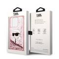 Karl Lagerfeld Liquid Glitter NFT Karl Head Translucent Logo iPhone 14 Pro Max - Pink