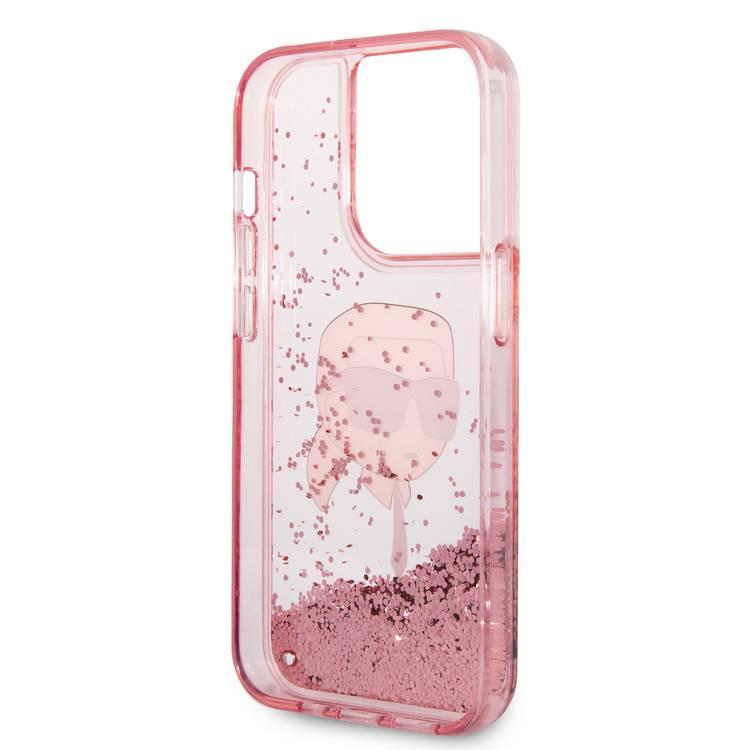 Karl Lagerfeld Liquid Glitter NFT Karl Head Translucent Logo iPhone 14 Pro Max - القرنفل