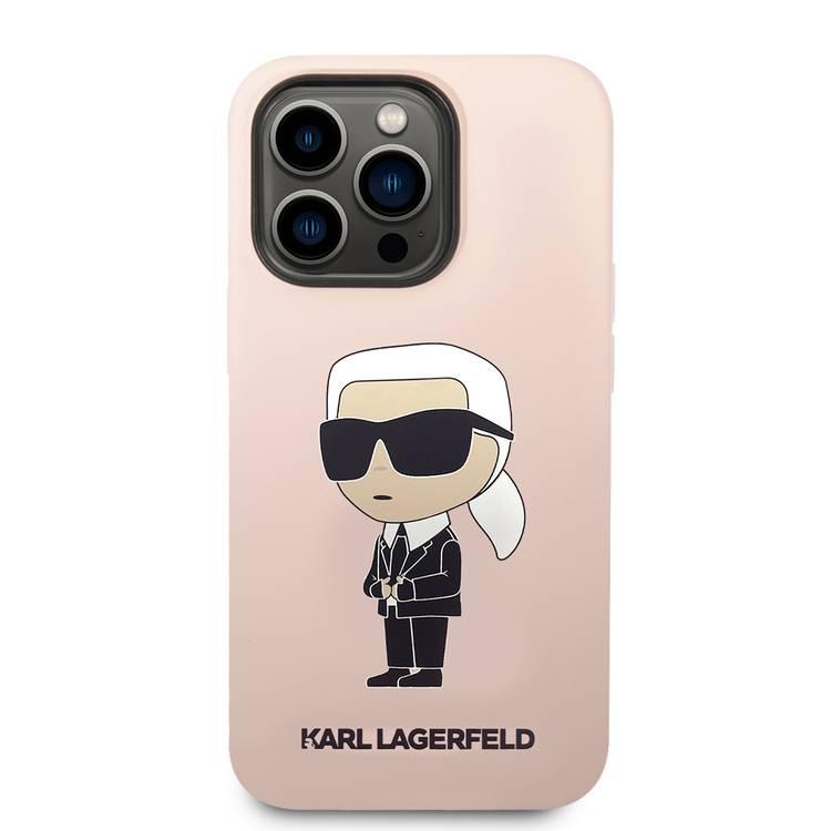 جراب Karl Lagerfeld Magsafe السائل من السيليكون مع شعار Ikonik NFT لهاتف iPhone 14 Pro - القرنفل