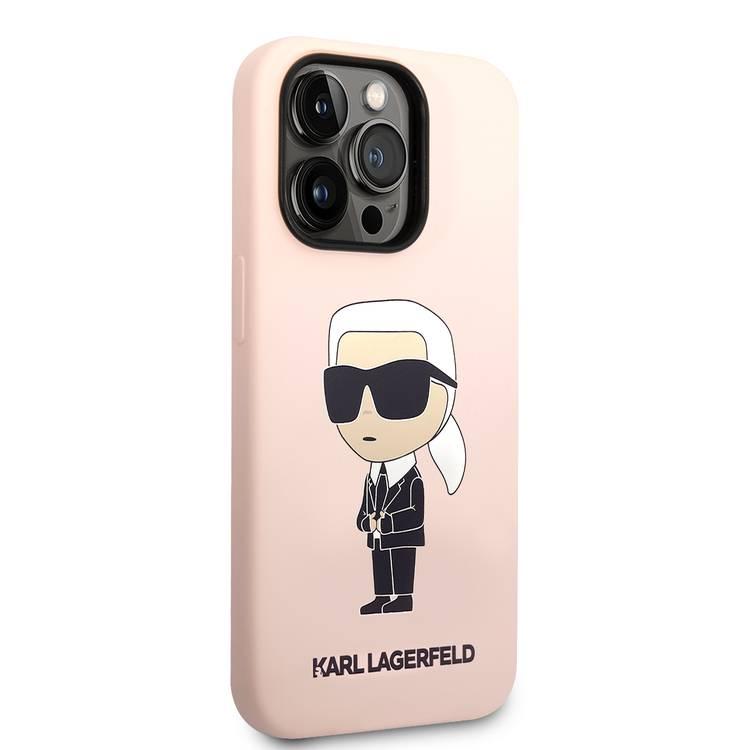 Karl Lagerfeld Magsafe Liquid Silicone Case With Ikonik NFT Logo iPhone 14 Pro - Pink