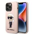 Karl Lagerfeld Magsafe Liquid Silicone Case With Ikonik NFT Logo iPhone 14 Pro - Pink