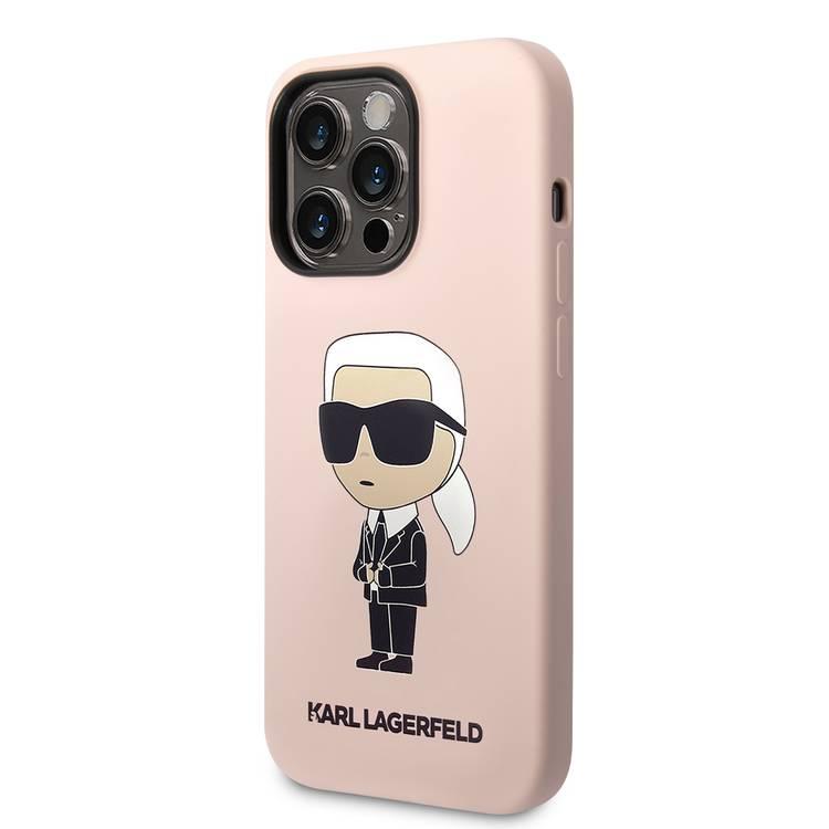 Karl Lagerfeld Magsafe Liquid Silicone Case With Ikonik NFT Logo iPhone 14 Pro - Pink