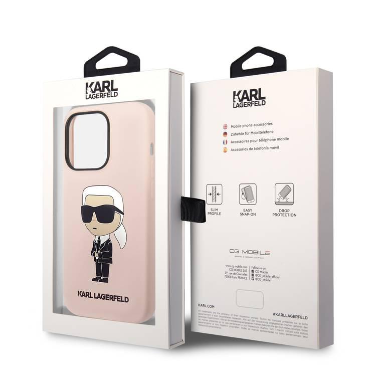 Karl Lagerfeld Magsafe Liquid Silicone Case With Ikonik NFT Logo iPhone 14 Pro - Pink