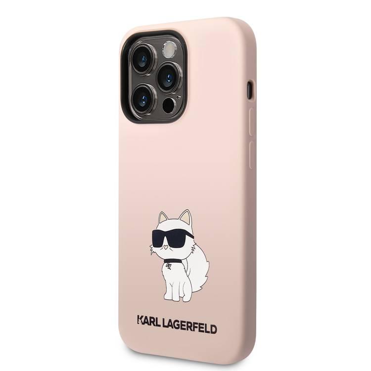 Karl Lagerfeld Liquid Silicone Case Choupette NFT Logo iPhone 14 Pro Max - Pink