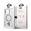 Karl Lagerfeld Magsafe IML Metal Outline NFT Karl &amp; Choupette Translucent Logo iPhone 14 Pro Max - أبيض