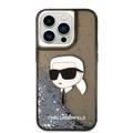 Karl Lagerfeld Liquid Glitter NFT Karl Head Translucent Logo iPhone 14 Pro - أسود