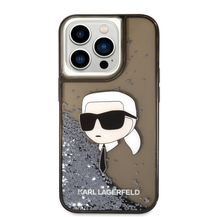 Karl Lagerfeld Liquid Glitter NFT Karl Head Translucent Logo iPhone 14 Pro - Black