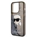 Karl Lagerfeld Liquid Glitter NFT Karl Head Translucent Logo iPhone 14 Pro - Black