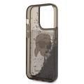 Karl Lagerfeld Liquid Glitter NFT Karl Head Translucent Logo iPhone 14 Pro - أسود