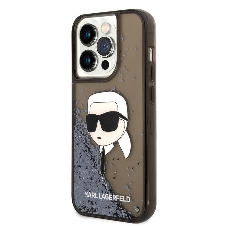 Karl Lagerfeld Liquid Glitter NFT Karl Head Translucent Logo iPhone 14 Pro - Black