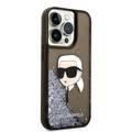 Karl Lagerfeld Liquid Glitter NFT Karl Head Translucent Logo iPhone 14 Pro - Black