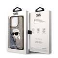 Karl Lagerfeld Liquid Glitter NFT Karl Head Translucent Logo iPhone 14 Pro - أسود