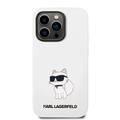 Karl Lagerfeld Liquid Silicone Case Choupette NFT Logo iPhone 14 Pro - White