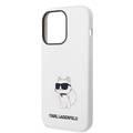 Karl Lagerfeld Liquid Silicone Case Choupette NFT Logo iPhone 14 Pro - White