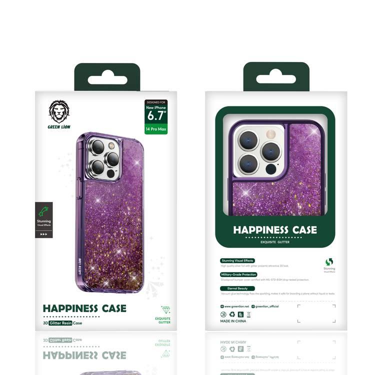 Green Lion Magnetic Happiness 3D Glitter Resin Case for iPhone 14 Pro Max - Green