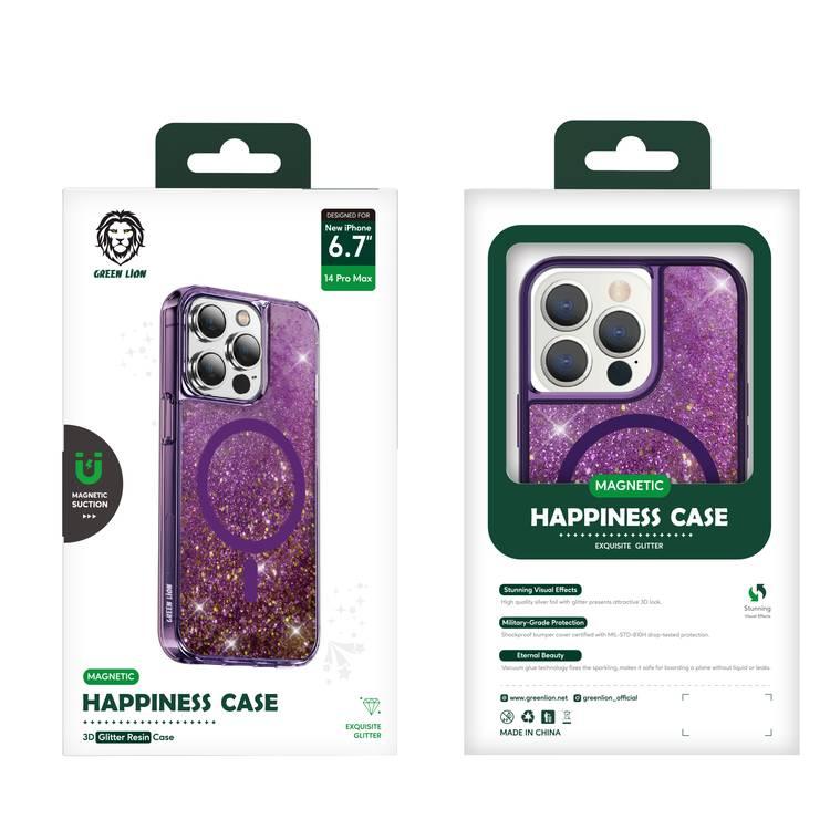 Green Lion Magnetic Happiness 3D Glitter Resin Case for iPhone 14 - Black