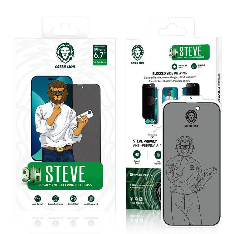 Green Lion 9H Steve Privacy Full Glass Screen Protector for iPhone 14 Pro