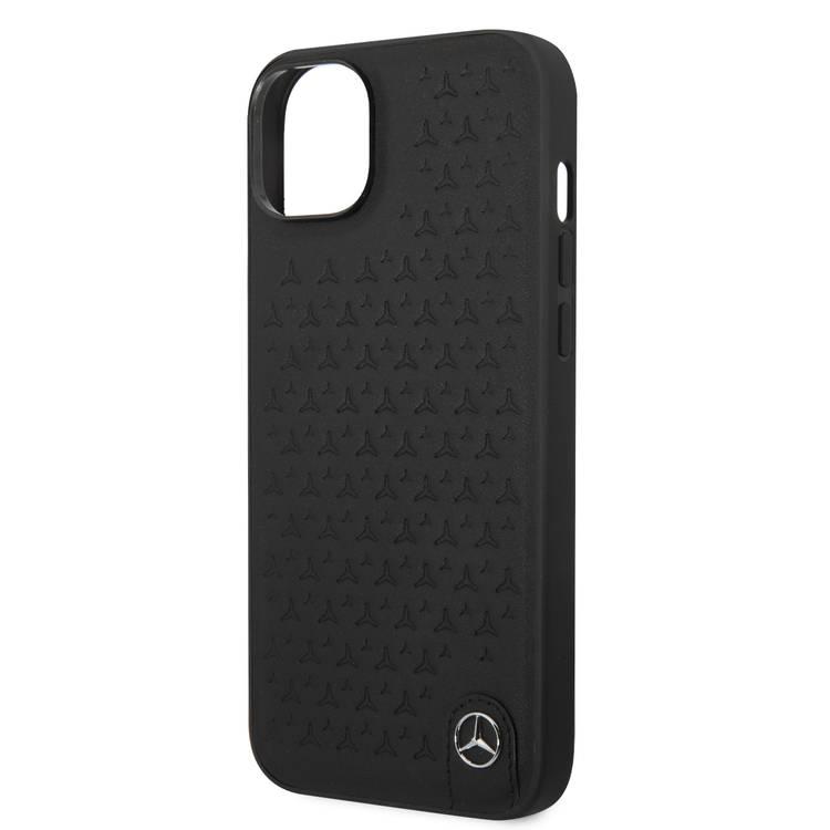 Mercedes-Benz Genuine Leather Case with Star Pattern iPhone 14 Plus - Black